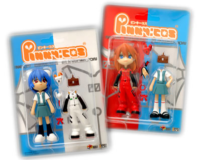 a crossover series of toys  I spotted the same Evangelion characters re-done  as part of the Pinky doll series.